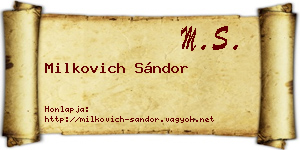 Milkovich Sándor névjegykártya